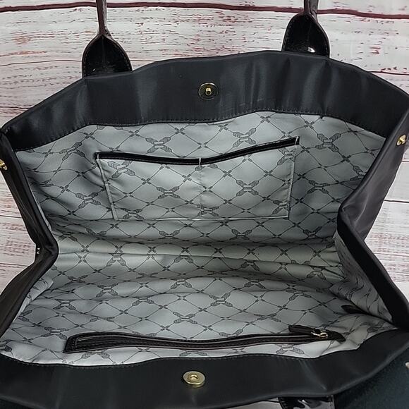 Aimee Kestenberg Black Nylon Shoulder Bag Double Handle Purse Travel Heston Bag - Picture 8 of 16